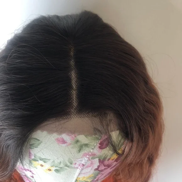 30” ORANGE BROWN OMBRÉ CELEB WAVY LACE-FRONT WIG